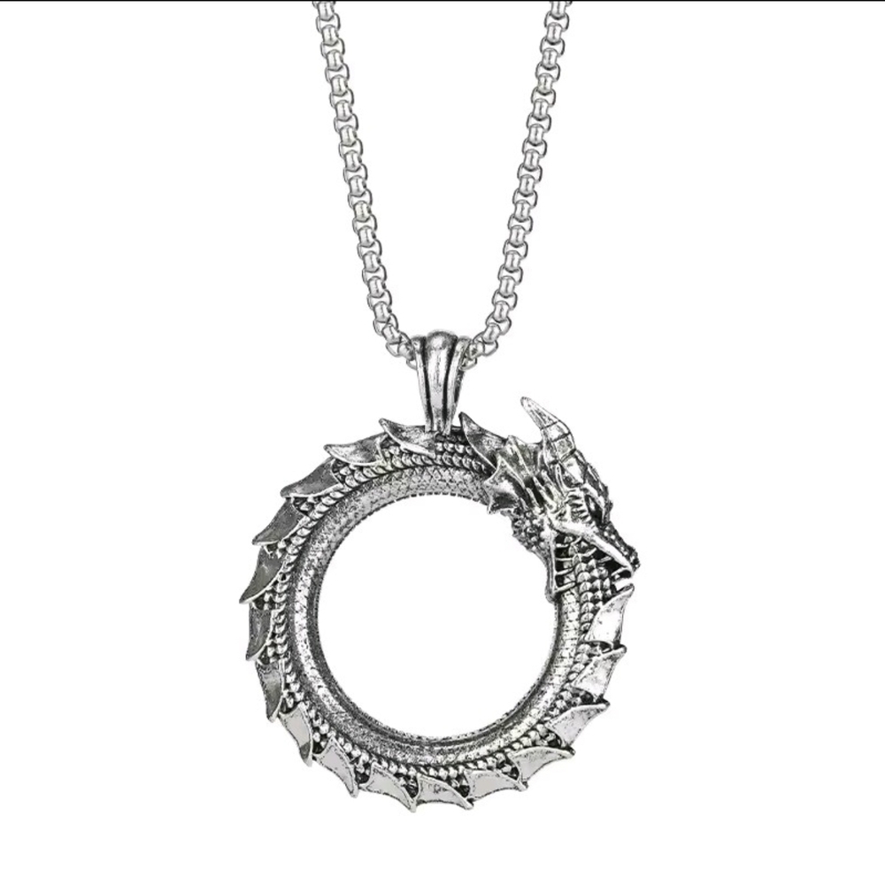 Silver Dragon Pendant Necklace - Picture 3 of 4